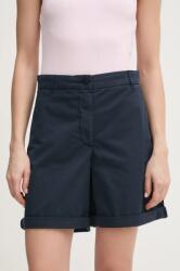Tommy Hilfiger pantaloni scurti femei, culoarea albastru marin, neted, high waist, WW0WW42457 PPYH-SZD065_59A (WW0WW42457)