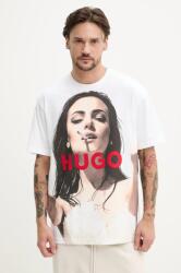 HUGO tricou din bumbac barbati, culoarea alb, cu imprimeu, 50535314 PPYA-TSM15R_00X (50535314)