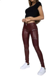 Hugz Jeans Wine Faux Leather Biker Mid Waist Női leggings M