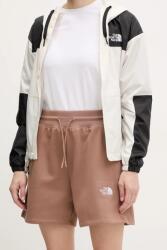 The North Face pantaloni scurți Essential Relaxed femei, culoarea maro, cu imprimeu, high waist, NF0A8C2F6IH1 PPYA-SZD0BZ_84X (NF0A8C2F6IH1)