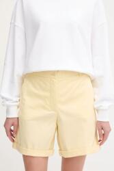 Tommy Hilfiger pantaloni scurti femei, culoarea galben, neted, high waist, WW0WW42457 PPYH-SZD065_10X (WW0WW42457)
