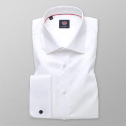 Willsoor Cămașă albă Slim Fit pentru bărbați, cu model uniform 11389