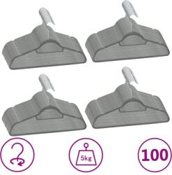 vidaXL Set de umerașe anti-alunecare, 100 buc. , gri, catifea (289919)