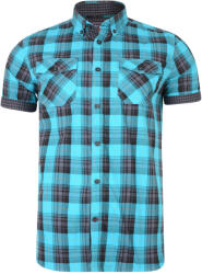 KAM Jeanswear Camasa cu Maneca Scurta Retro cu carouri albastre - RETRO CHECK SHIRT TEAL - 2XL 3XL 4XL 5XL 6XL 7XL