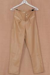 ROH Pantaloni bej din piele ecologica cu talie inalta, Roh, TR440