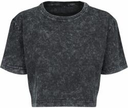 Build Your Brand Tricou crop top pentru femei Acid Washed - Gri închis / albă | XS (BY054-1000229543)