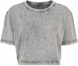 Build Your Brand Tricou crop top pentru femei Acid Washed - Gri / neagră | XS (BY054-1000229548)