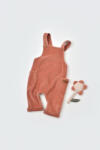 BabyCosy Salopeta Velvet cu bretele din 80%bumbac organic si 20% poliester - Caramiziu, BabyCosy (BC-CSYK6036)