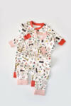 BabyJem Set 2 salopetele cu maneca lunga si panataloni lungi cu fermoar - 100%bumbac organic - portocaliu si pudra, baby cosy (marime: 6-9 luni)