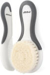  Set perie si pieptene ingrijire bebelusi BabyCare Hair, 0 luni+, Alb cu gri, Reer