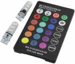 Componenteonline Set 2 becuri cu LED, T10, RGB, 12V, cu telecomanda, 196645