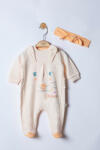 BabyJem Salopeta pentru bebelusi cu bentita sweets, tongs baby (marime: 3-6 luni, culoare: somon)