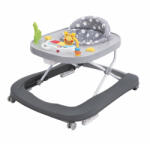 Jolly-Kidz Premergator pliabil pentru copii 2 in 1, roti din silicon, frana, jucarii, Gri (JK1508 GRI)