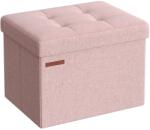 SONGMICS Taburet pliabil cu spatiu de depozitare , roz pastel (LSF102R01)