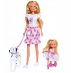 Simba Toys Păpușile Steffi și Evi la o plimbare cu câinele Simba Papusa Barbie