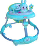 NOVOKIDS Premergator reglabil in 6 trepte de inaltime NOVOKIDS Happy Bunny, Cu melodii si lumini, Pliabil, Max 20 kg, Roti silentioase, Model Iepuras, Verde Turquoise (NKHPYBUNNYWLKTURQ)