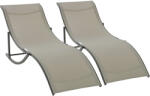 Outsunny 2db nyugágy készlet, Outsunny, 61x165x63cm, PVC/poliészter, Khaki (84B-540CF)