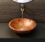 ATELIERELE ANTIM Lavoar baie pe blat, maro, rotund Atelierele Antim e 45x45 cm, din lemn exotic, Sapelli (antim_afzaro_assie)
